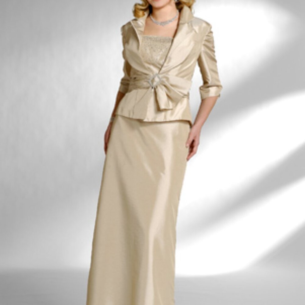 Size 10 NEW Champagne Gold Mother of the Bride/Groom Elegant Formal w/Jacket